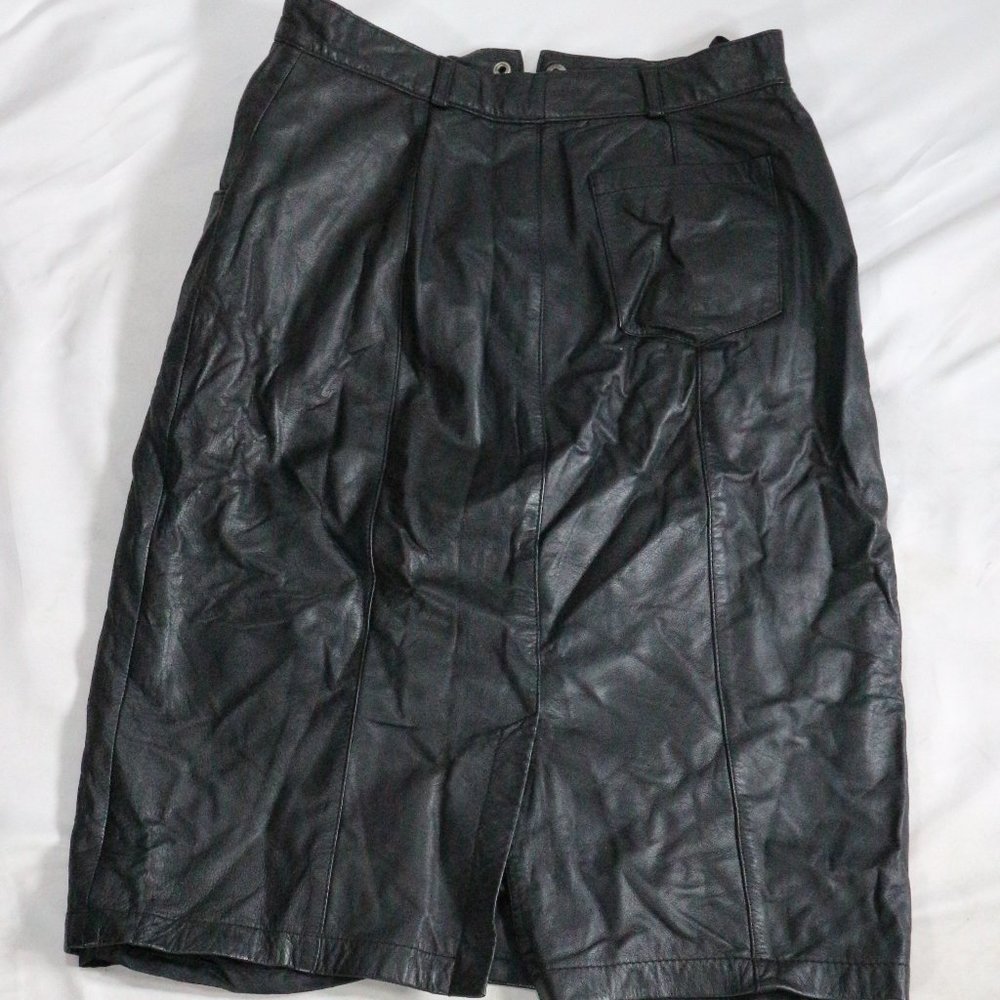 VTG CALLIOPE Leather Works A-Line Rear Slit Skirt Sz 8 - Picture 2 of 13